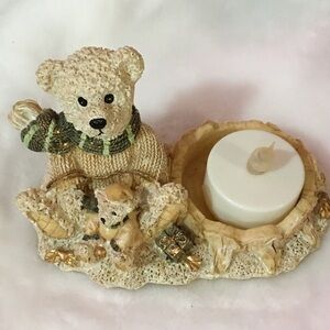 Charming Bear Candle Holder - Cream and Gold